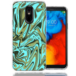 LG Stylo 4 Blue Green Abstract Design Double Layer Phone Case Cover