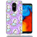 LG Aristo 4/Escape PLUS/Tribute Royal Cute Unicorns Purple Design Double Layer Phone Case Cover