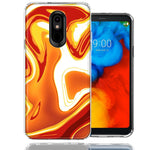 LG Stylo 4 Orange White Abstract Design Double Layer Phone Case Cover