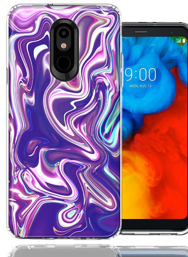 LG Aristo 2/3/Zone 4/Fortune 2/Risio 3/Tribute Dynasty/Empire Purple Paint Swirl Design Double Layer Phone Case Cover