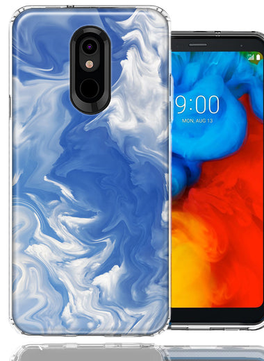 LG K40/Harmony 3 Sky Blue Swirl Design Double Layer Phone Case Cover