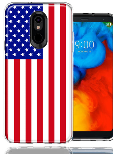 LG Stylo 5 USA American Flag Design Double Layer Phone Case Cover