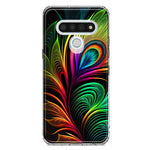 LG Stylo 6 Neon Rainbow Glow Peacock Feather Hybrid Protective Phone Case Cover