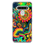 LG Stylo 6 Neon Rainbow Psychedelic Indie Hippie Sunflowers Hybrid Protective Phone Case Cover