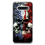 LG Stylo 6 American USA Flag Skulls Blue Red Double Layer Phone Case Cover