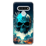 LG Stylo 6 Blue Apocalypse Cyberpunk Skull Feather Double Layer Phone Case Cover