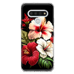 LG Stylo 6 Pink Red Hibiscus Wild Flowers Floral Hybrid Protective Phone Case Cover