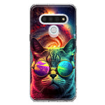 LG Stylo 6 Neon Rainbow Galaxy Cat Hybrid Protective Phone Case Cover