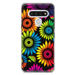 LG Stylo 6 Neon Rainbow Glow Sunflowers Colorful Floral Pink Purple Double Layer Phone Case Cover