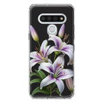 LG Stylo 6 White Lavender Lily Purple Flowers Floral Hybrid Protective Phone Case Cover