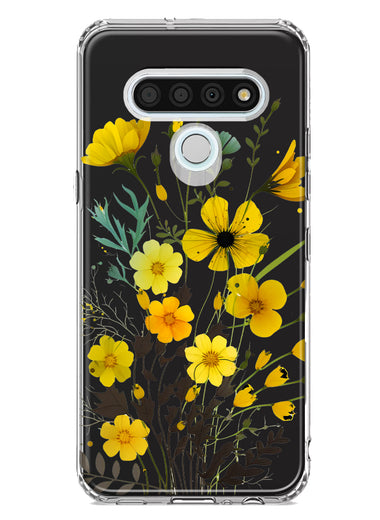LG Stylo 6 Yellow Summer Flowers Floral Hybrid Protective Phone Case Cover