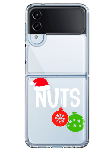 Samsung Galaxy Z Flip 4 Christmas Funny Couples Chest Nuts Ornaments Hybrid Protective Phone Case Cover