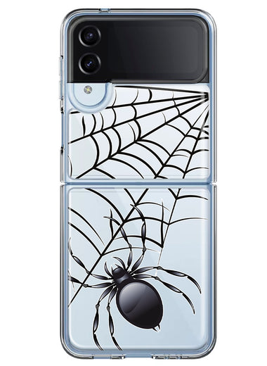 Samsung Galaxy Z Flip 4 Creepy Black Spider Web Halloween Horror Spooky Hybrid Protective Phone Case Cover