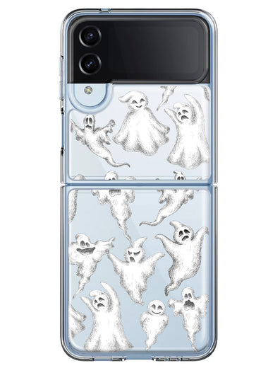 Samsung Galaxy Z Flip 4 Cute Halloween Spooky Floating Ghosts Horror Scary Hybrid Protective Phone Case Cover