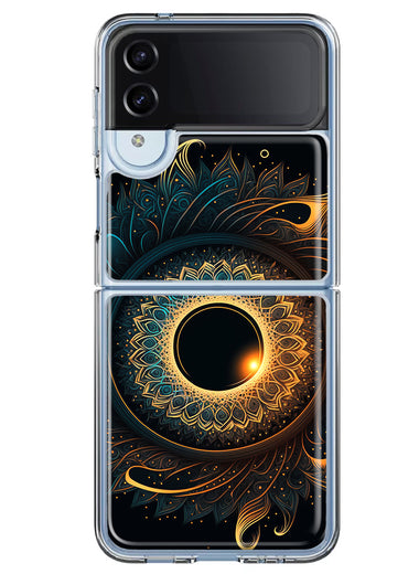 Samsung Galaxy Z Flip 4 Mandala Geometry Abstract Eclipse Pattern Hybrid Protective Phone Case Cover