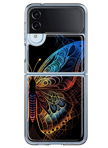 Samsung Galaxy Z Flip 4 Mandala Geometry Abstract Butterfly Pattern Hybrid Protective Phone Case Cover