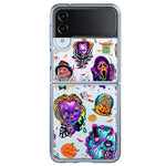 Samsung Galaxy Z Flip 4 Cute Halloween Spooky Horror Scary Neon Characters Hybrid Protective Phone Case Cover