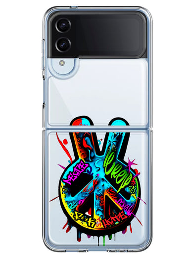 Samsung Galaxy Z Flip 4 Peace Graffiti Painting Art Hybrid Protective Phone Case Cover