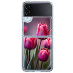 Samsung Galaxy Z Flip 4 Pink Tulip Flowers Floral Hybrid Protective Phone Case Cover