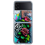 Samsung Galaxy Z Flip 4 Red Roses Graffiti Painting Art Hybrid Protective Phone Case Cover