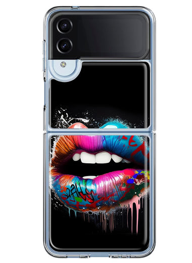 Samsung Galaxy Z Flip 4 Colorful Lip Graffiti Painting Art Hybrid Protective Phone Case Cover