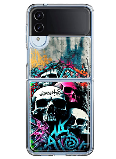 Samsung Galaxy Z Flip 4 Skulls Graffiti Painting Art Hybrid Protective Phone Case Cover