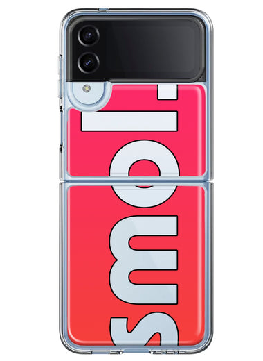 Samsung Galaxy Z Flip 4 Red Pink Clear Funny Text Quote Smol Hybrid Protective Phone Case Cover