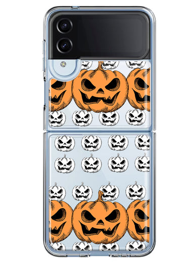 Samsung Galaxy Z Flip 4 Halloween Spooky Horror Scary Jack O Lantern Pumpkins Hybrid Protective Phone Case Cover