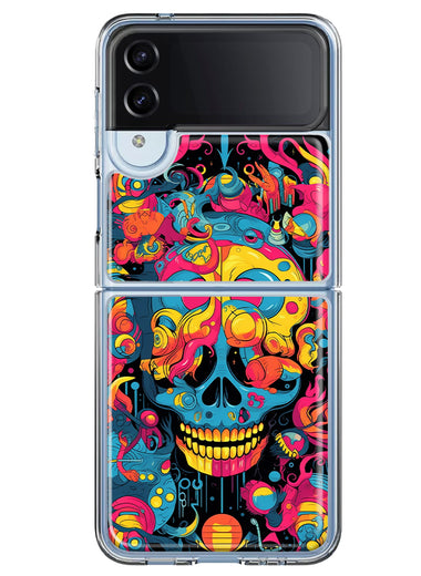 Samsung Galaxy Z Flip 4 Psychedelic Trippy Death Skull Pop Art Hybrid Protective Phone Case Cover