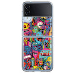 Samsung Galaxy Z Flip 4 Psychedelic Trippy Happy Aliens Characters Hybrid Protective Phone Case Cover