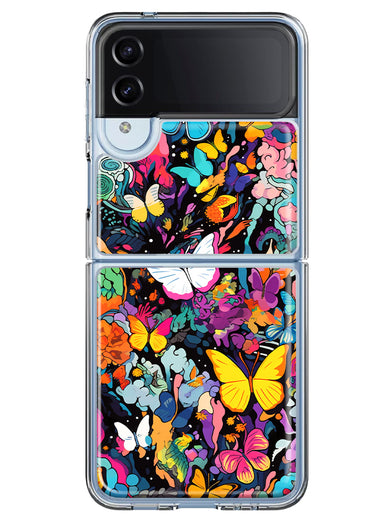 Samsung Galaxy Z Flip 4 Psychedelic Trippy Butterflies Pop Art Hybrid Protective Phone Case Cover