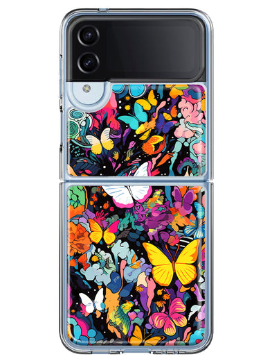 Samsung Galaxy Z Flip 4 Psychedelic Trippy Butterflies Pop Art Hybrid Protective Phone Case Cover