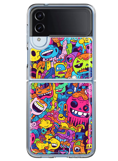 Samsung Galaxy Z Flip 4 Psychedelic Trippy Happy Characters Pop Art Hybrid Protective Phone Case Cover