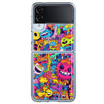 Samsung Galaxy Z Flip 4 Psychedelic Trippy Happy Characters Pop Art Hybrid Protective Phone Case Cover