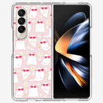 Samsung Galaxy Z Fold 4 Floating Heart Glasses Love Ghosts Vaneltines Day Cutie Daisy Double Layer Phone Case Cover