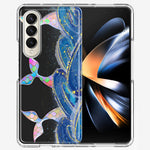 Samsung Galaxy Z Fold 4 Rainbow Mermaid Tails Scales Ocean Waves Beach Girls Summer Double Layer Phone Case Cover