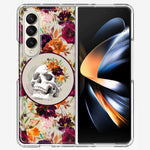 Samsung Galaxy Z Fold 4 Romance Is Dead Valentines Day Halloween Skull Floral Autumn Flowers Double Layer Phone Case Cover