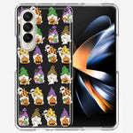 Samsung Galaxy Z Fold 4 Spooky Halloween Gnomes Cute Characters Holiday Seasonal Pumpkins Candy Ghosts Double Layer Phone Case Cover