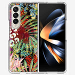 Samsung Galaxy Z Fold 4 Leopard Tropical Flowers Vacation Dreams Hibiscus Floral Hybrid Protective Phone Case Cover