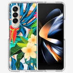 Samsung Galaxy Z Fold 4 Blue Monstera Pothos Tropical Floral Summer Flowers Hybrid Protective Phone Case Cover