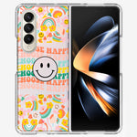 Samsung Galaxy Z Fold 4 Choose Happy Smiley Face Retro Vintage Groovy 70s Style Hybrid Protective Phone Case Cover