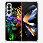 Samsung Galaxy Z Fold 4 Neon Rainbow Swag Tiger Hybrid Protective Phone Case Cover
