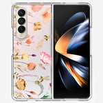 Samsung Galaxy Z Fold 4 Peach Meadow Wildflowers Butterflies Bees Watercolor Floral Hybrid Protective Phone Case Cover