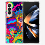 Samsung Galaxy Z Fold 4 Neon Rainbow Psychedelic Indie Hippie Indie King Hybrid Protective Phone Case Cover