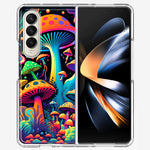 Samsung Galaxy Z Fold 4 Neon Rainbow Psychedelic Indie Hippie Mushrooms Hybrid Protective Phone Case Cover