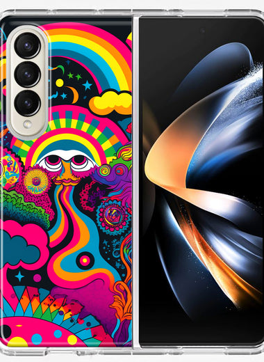 Samsung Galaxy Z Fold 4 Psychedelic Trippy Hippie Night Walk Hybrid Protective Phone Case Cover