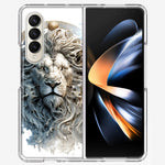 Samsung Galaxy Z Fold 4 Abstract Lion Sculpture Hybrid Protective Phone Case Cover