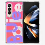 Samsung Galaxy Z Fold 4 Pink Purple Clear Funny Text Quote Boujee Hybrid Protective Phone Case Cover