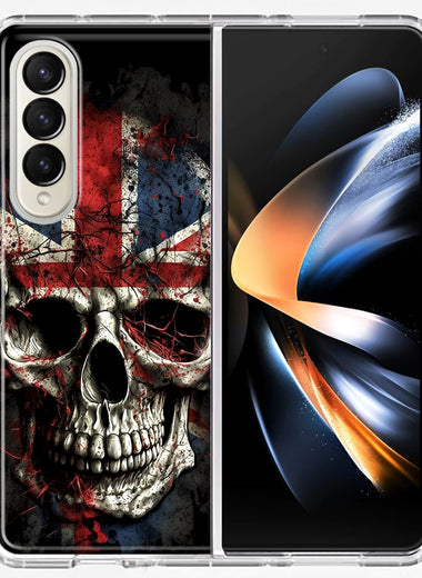 Samsung Galaxy Z Fold 4 British UK Flag Skull Hybrid Protective Phone Case Cover