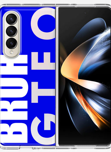 Samsung Galaxy Z Fold 4 Blue Clear Funny Text Quote Bruh GTFO Hybrid Protective Phone Case Cover